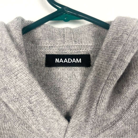 Naadam Wool & Cashmere Heather Gray Hooded Sweater Tunic Sweatshirt Dress Small - Picture 5 of 7